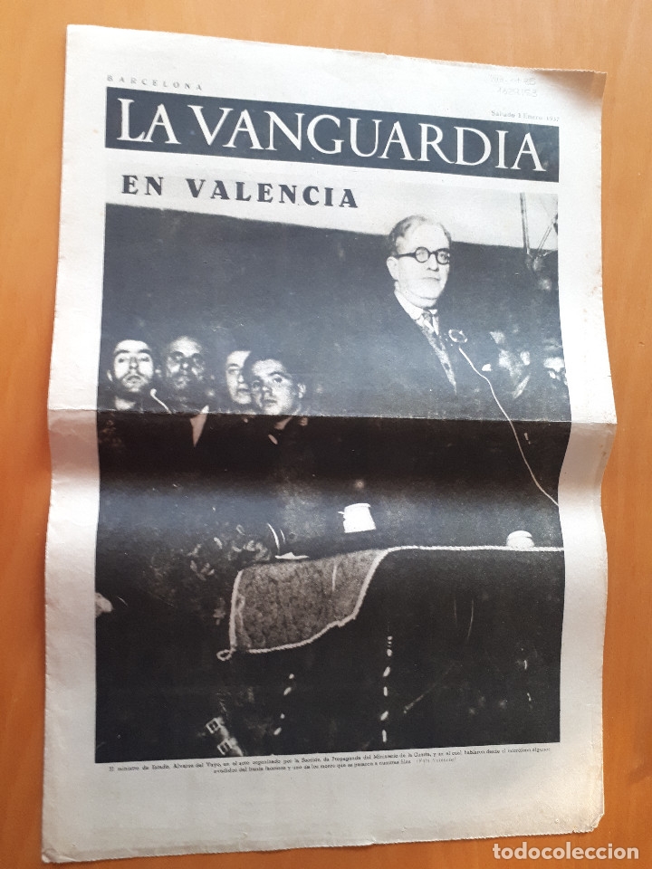 Militaria: Peri&oacute;dico de dos hojas La Vanguardia'', 2 de enero de 1937