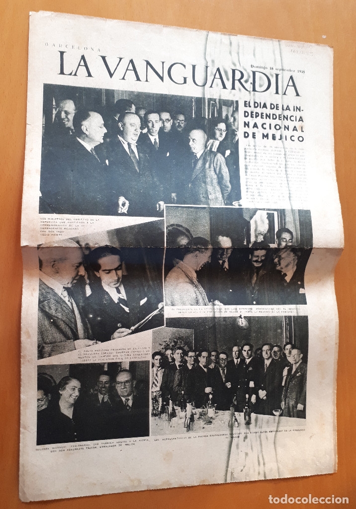 Military Antiques: Peri&oacute;dico de dos hojas La Vanguardia, 18 de setiembre de 1938