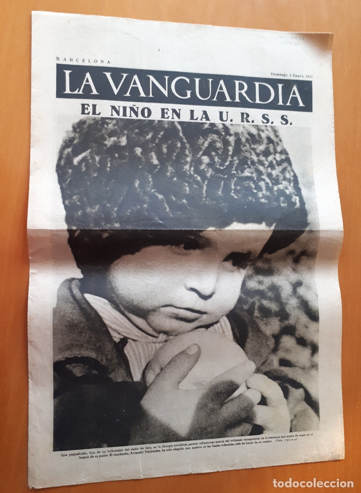 Military Antiques: Peri&oacute;dico de dos hojas La Vanguardia, 3 de enero de 1937