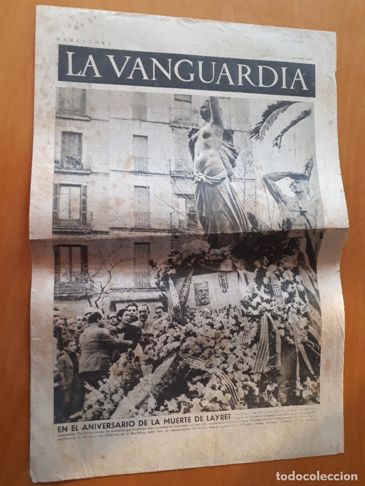 Militaria: Peri&oacute;dico de dos hojas La Vanguardia, 30 de noviembre de 1937