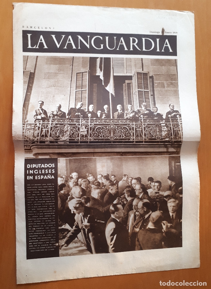 Militaria: Peri&oacute;dico de dos hojas La Vanguardia, enero de 1938
