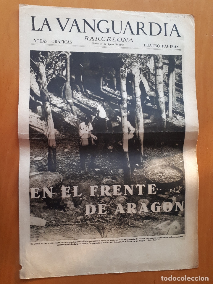 Militaria: Peri&oacute;dico de dos hojas La Vanguardia, 25 de agostode 1936