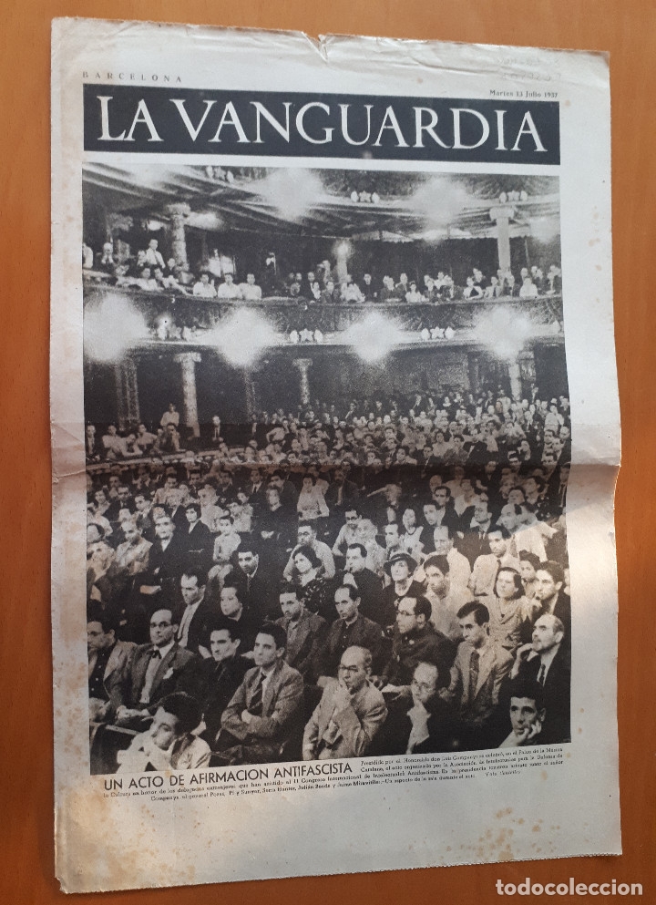 Militaria: Peri&oacute;dico de dos hojas La Vanguardia, 13 de julio de 1937