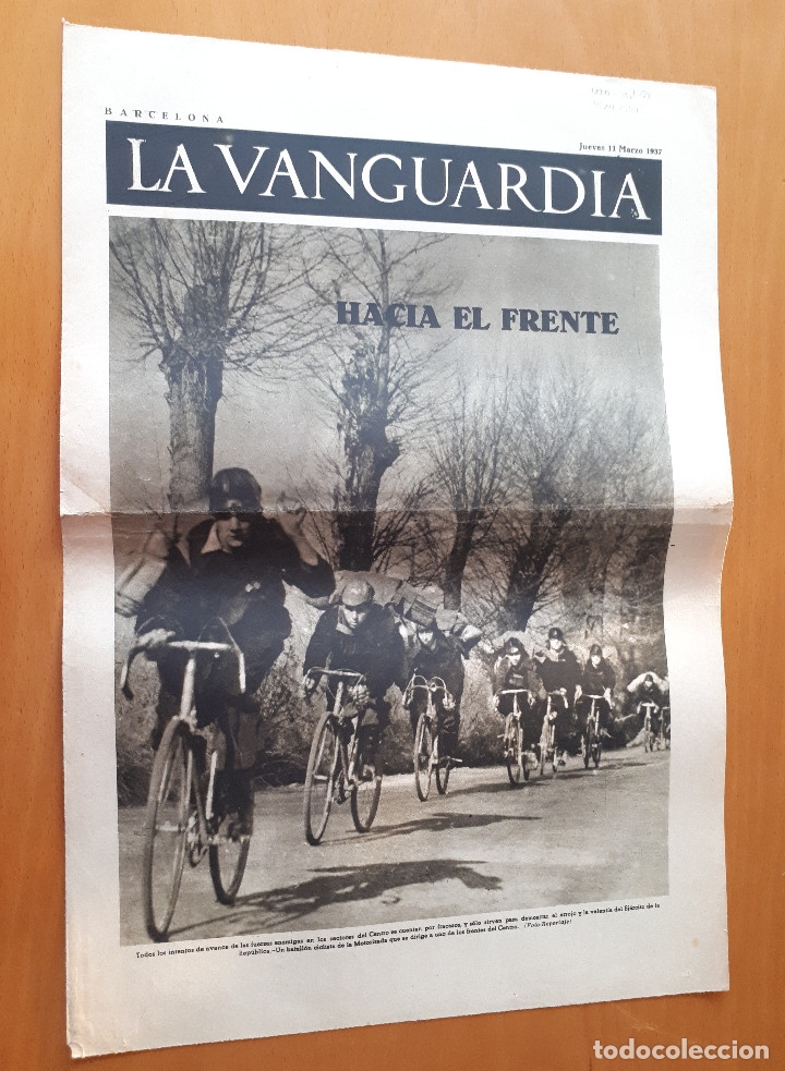 Military Antiques: Peri&oacute;dico de dos hojas La Vanguardia, 11 de marzo de 1937