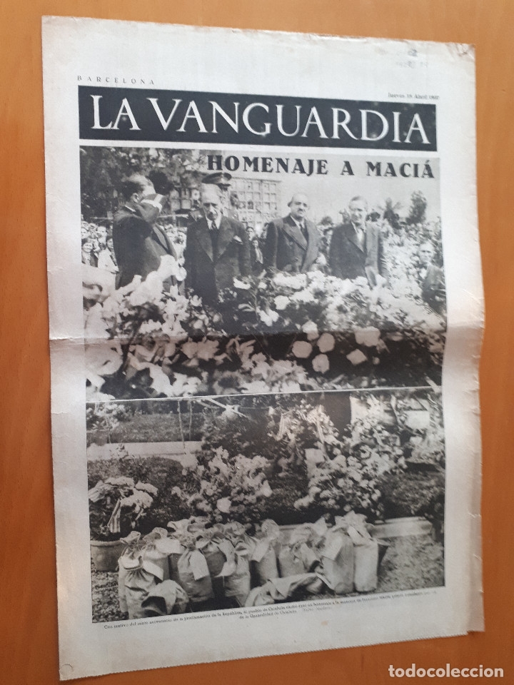 Militaria: Peri&oacute;dico de dos hojas La Vanguardia, 15 de abril de 1937