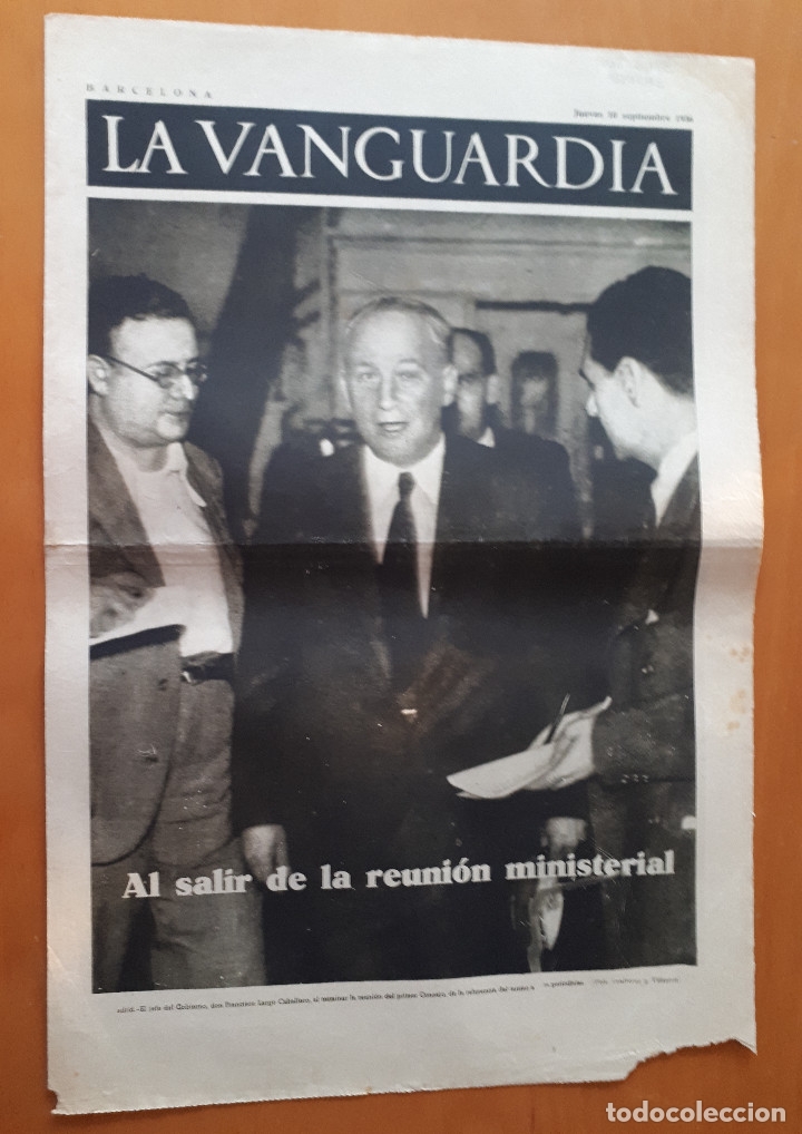 Militaria: Peri&oacute;dico de dos hojas La Vanguardia, 10 de septiembre de 1936