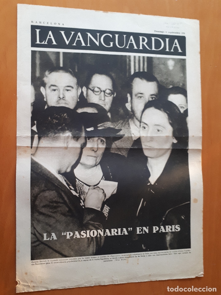 Military Antiques: Peri&oacute;dico de dos hojas La Vanguardia, 6 de septiembre de 1936