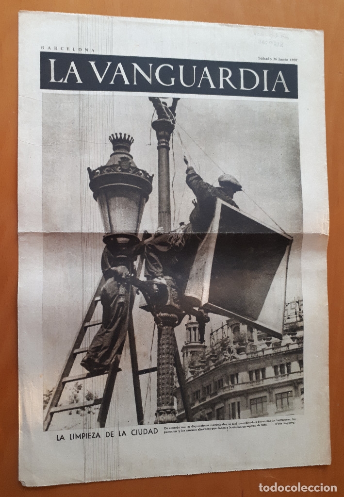Militaria: Peri&oacute;dico de dos hojas La Vanguardia, 26 de junio de 1937