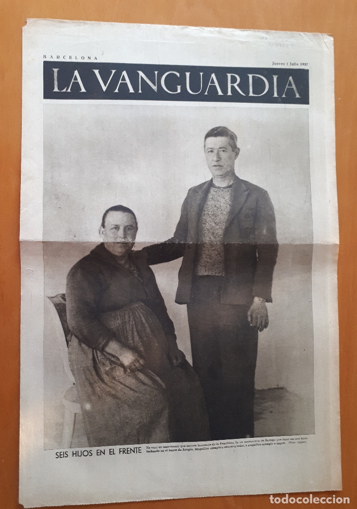 Militaria: Peri&oacute;dico de dos hojas La Vanguardia, 1 de julio de 1937