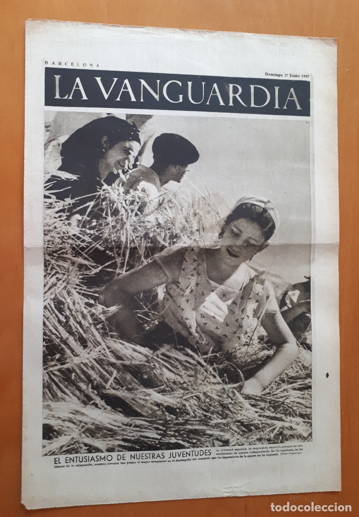 Militaria: Peri&oacute;dico de dos hojas La Vanguardia, 27 de junio de 1937