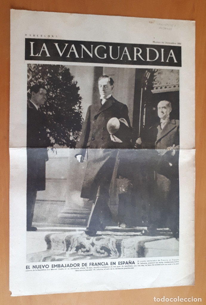 Militaria: Peri&oacute;dico de dos hojas La Vanguardia, 14 de diciembre de 1937