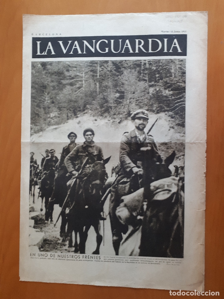 Militaria: Peri&oacute;dico de dos hojas La Vanguardia, 15 de junio de 1937