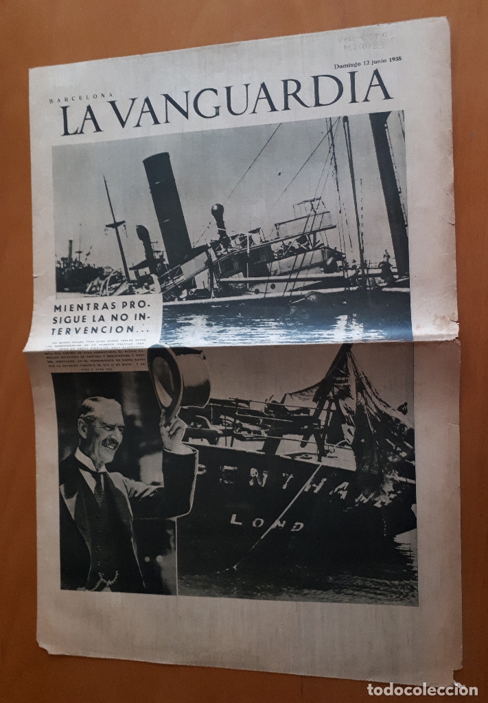 Militaria: Peri&oacute;dico de dos hojas La Vanguardia, 12 de junio de 1938