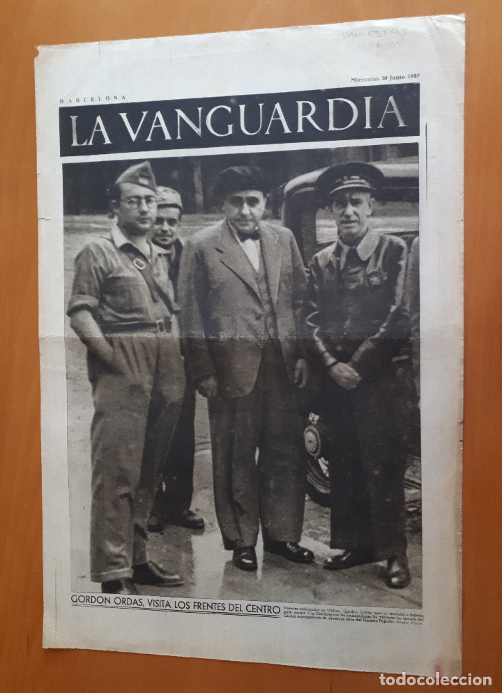Militaria: Peri&oacute;dico de dos hojas La Vanguardia, 30 de junio de 1937