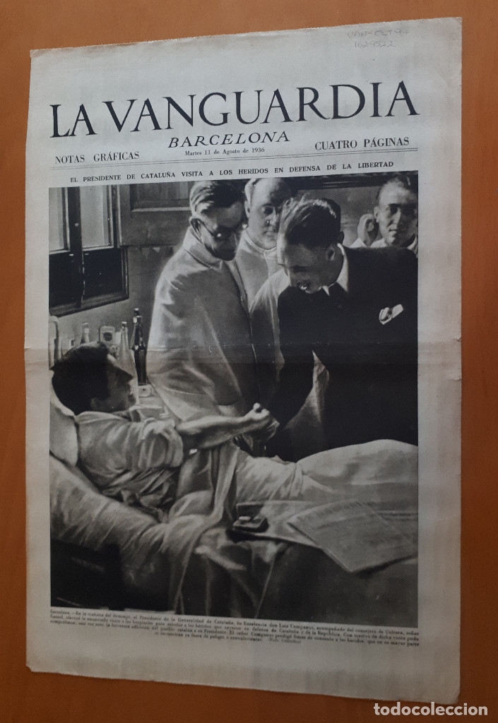 Militaria: Peri&oacute;dico de dos hojas La Vanguardia, 11 de agosto de 1936