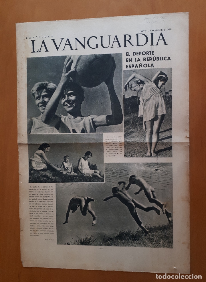 Military Antiques: Peri&oacute;dico de dos hojas La Vanguardia, 22 de septiembre de 1938