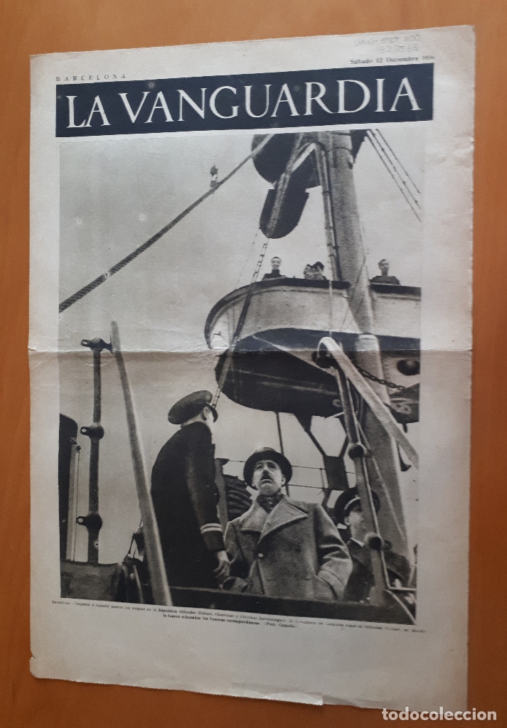 Military Antiques: Peri&oacute;dico de dos hojas La Vanguardia, 12 de diciembre de 1936