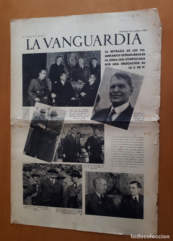 Militaria: Peri&oacute;dico de dos hojas La Vanguardia, 23 de octubre de 1938
