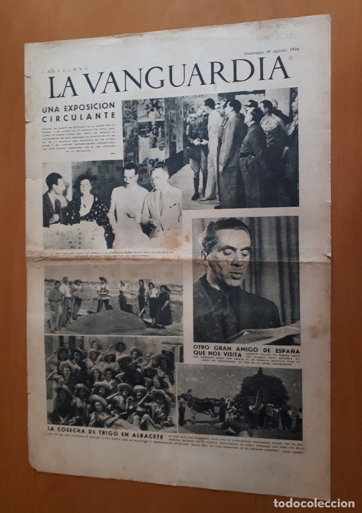Militaria: Peri&oacute;dico de dos hojas La Vanguardia, 28 de agosto de 1938