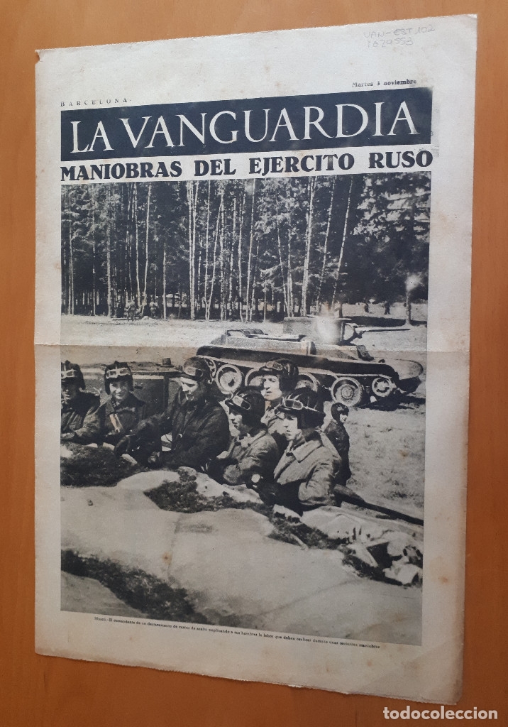 Militaria: Peri&oacute;dico de dos hojas La Vanguardia, 3 de noviembre de 1936