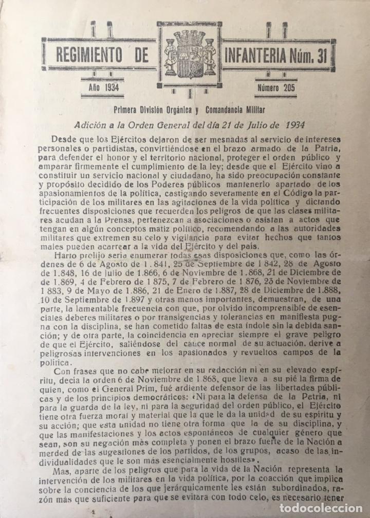 Militaria: 2 Revistillas de Infanter&iacute;a n&ordm; 31 . A&ntilde;o 1934 y 1935 .10 y 6 p&aacute;ginas respectivamente