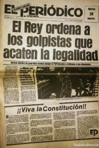 Golpe de estado 23F. El Periódico de Catalunya. 24 de febrero 1981. Segunda edición. 39 páginas
