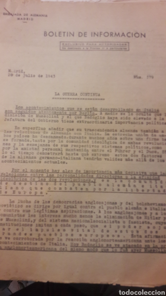 Militaria: 1943 Embajada Alemania Boletin La guerra Continua num379 y 377 el bombardeo de Roma