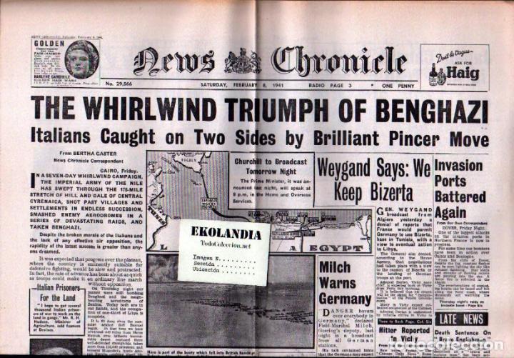 Militaria: 05 L04 PERIODICO NEWS CHRONICLE FACSMIL EKL 08/02/1941 ~ 2&ordf; GUERRA MUNDIAL EKL V3