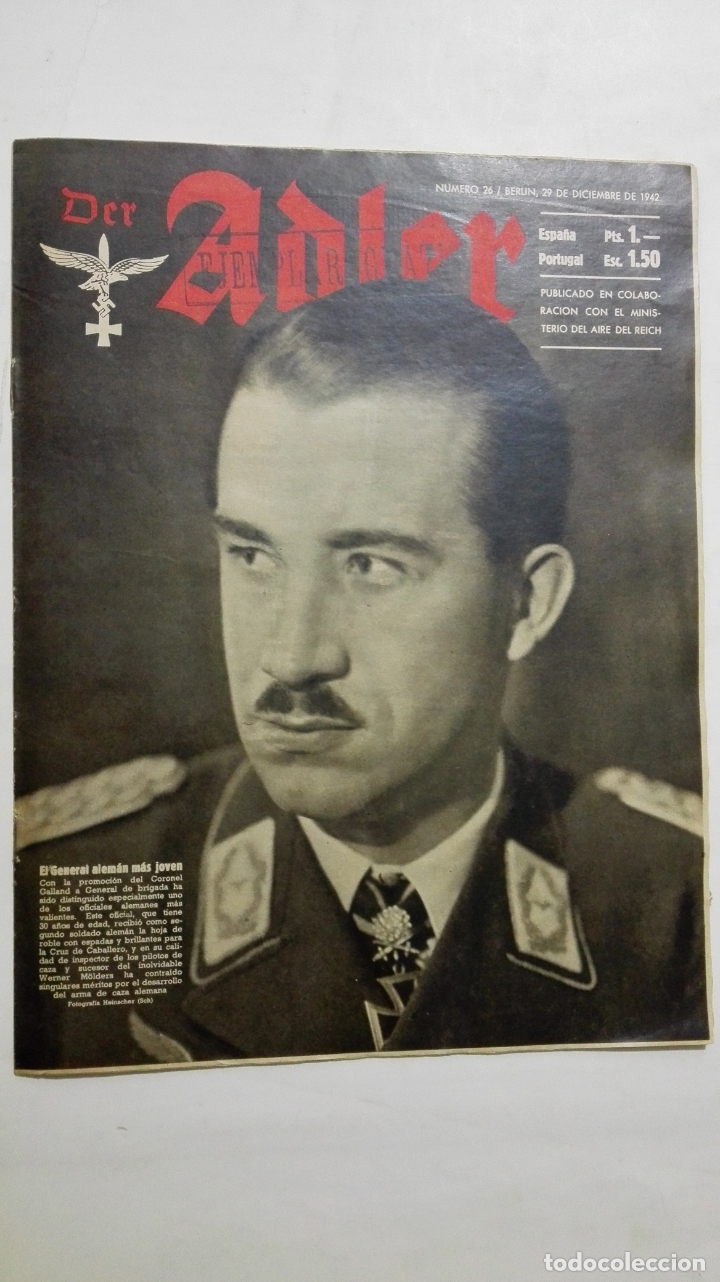 Militaria: PERIODICO DER ADLER, N&ordm; 26, BERLIN 29 DE DICIEMBRE DE 1942, PORTADA EL GENERAL ALEMAN MAS JOVEN