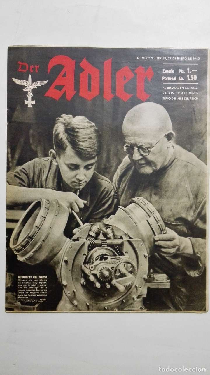 Military Antiques: PERIODICO DER ADLER, N&ordm; 2, BERLIN 27 DE ENERO DE 1942, PORTADA AUXILIARES DEL FRENTE
