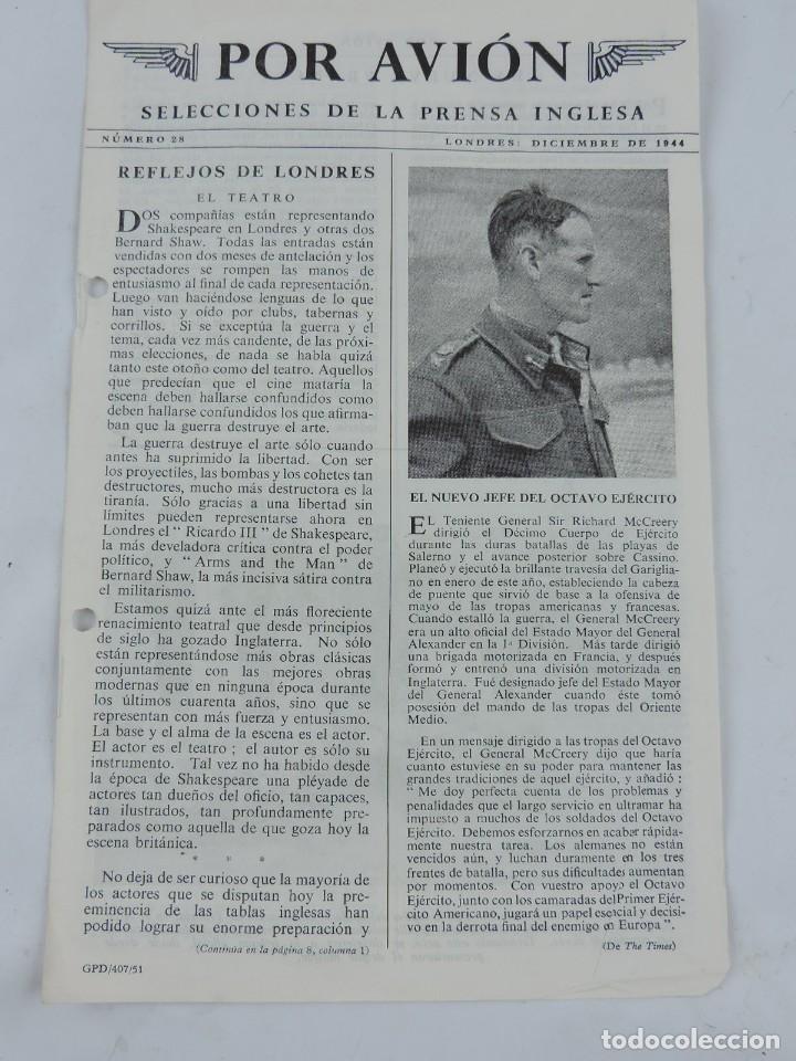 Militaria: Revista POR AVION, Selecciones de la Prensa Inglesa n&ordm; 28 , DICIEMBRE DE 1944, II GUERRA MUNDIAL, WW