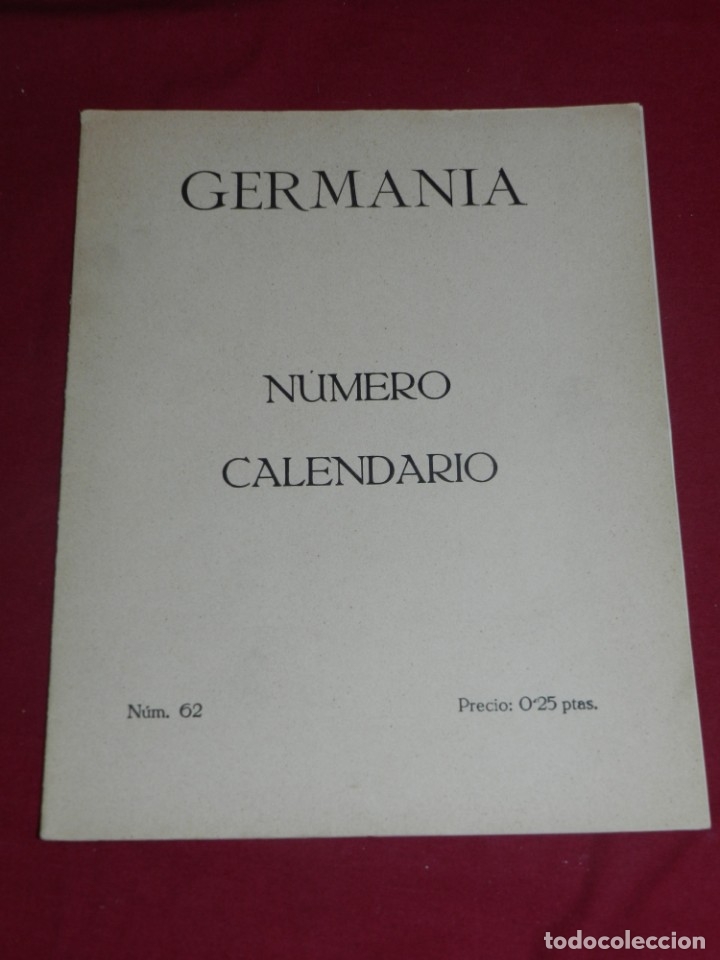 Militaria: (M) Germania - N&uacute;mero Calendario n.62 A&ntilde;o IV Barcelona 1 Enero 1918, Buen estado