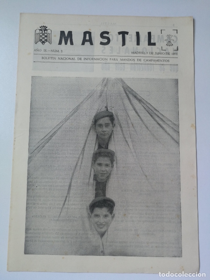 Militaria: ANTIGUA REVISTA MASTIL - BOLETIN MANDOS CAMPAMENTOS JUEVENTUDES FALANGE - 1951 - CAMPAMENTOS DE 1951