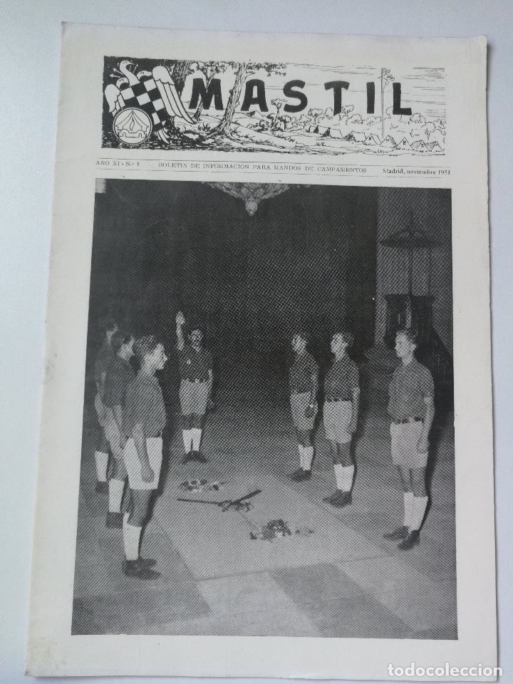 Military Antiques: ANTIGUA REVISTA MASTIL - BOLETIN MANDOS CAMPAMENTOS JUEVENTUDES FALANGE - 1953 - DE MADRID A ESCORIA