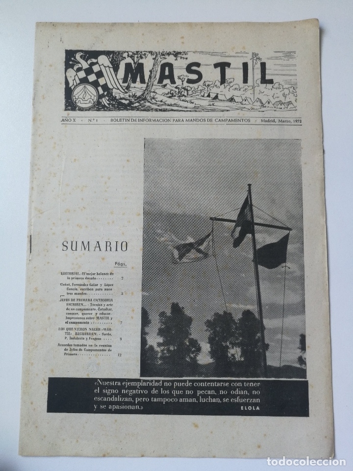 Military Antiques: ANTIGUA REVISTA MASTIL - BOLETIN MANDOS CAMPAMENTOS JUEVENTUDES FALANGE - 1952 - JEFES DE PRIMERA, E