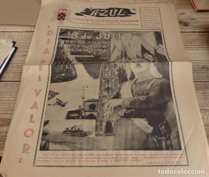 Militaria: HUELVA, 1948, REVISTA AZUL, PORTAVOZ DE LAS JUVENTUDES FALANGISTAS, EPOCA II , NUM.EXTRA, RARISIMA,