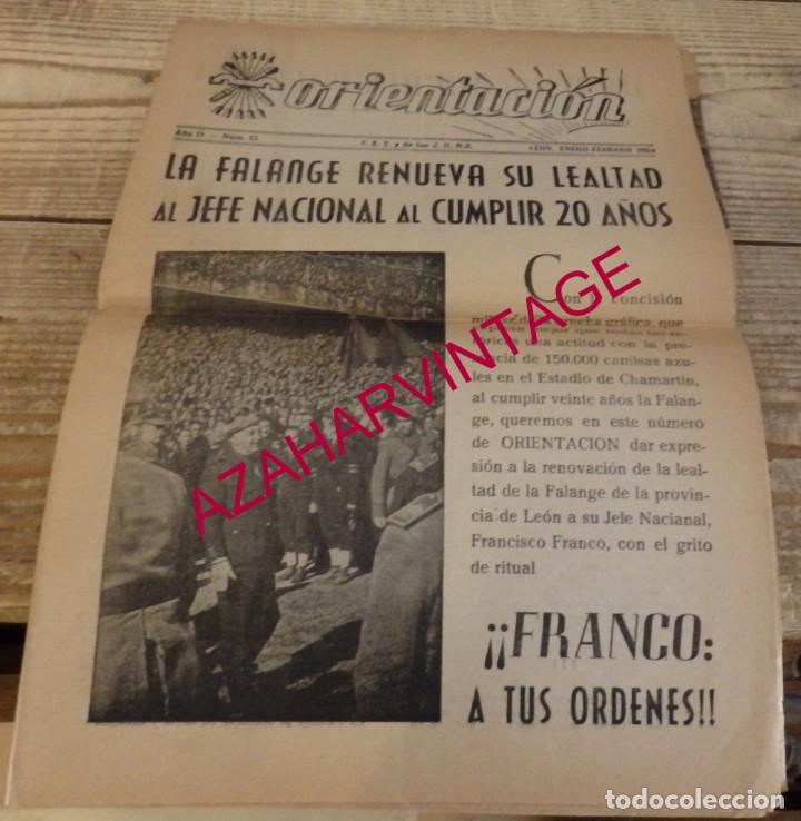 Militaria: LEON, 1954, FALANGE, REVISTA ORIENTACION, NUM.15, TOP RARA