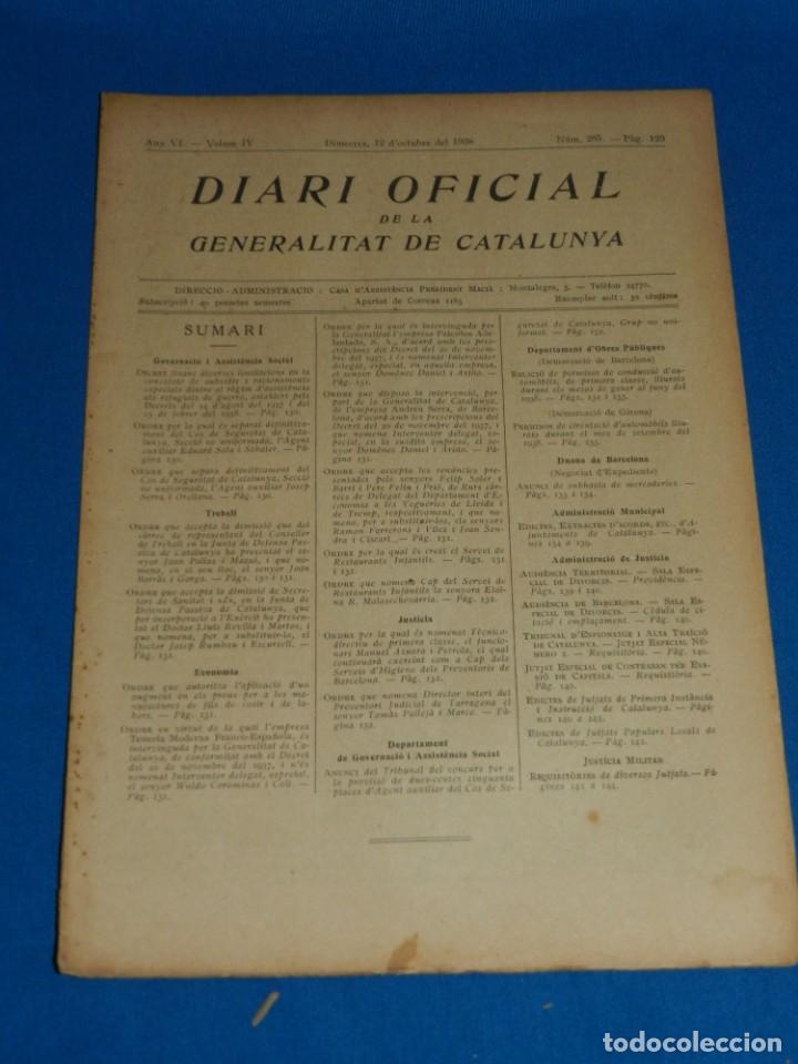 Militaria: (M) REVISTA - DIARI OFICIAL DE LA GENERALITAT DE CATALUNYA ANY IV VOL.IV BARCELONA 1938 N.285