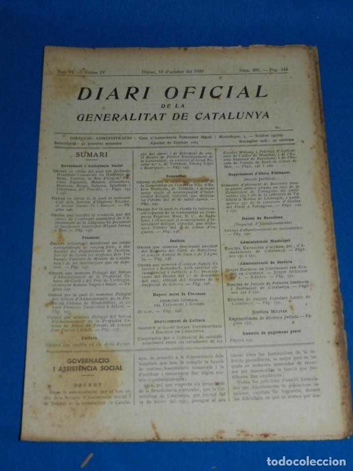 Militaria: (M) REVISTA - DIARI OFICIAL DE LA GENERALITAT DE CATALUNYA ANY IV VOL.IV BARCELONA 1938 N.286