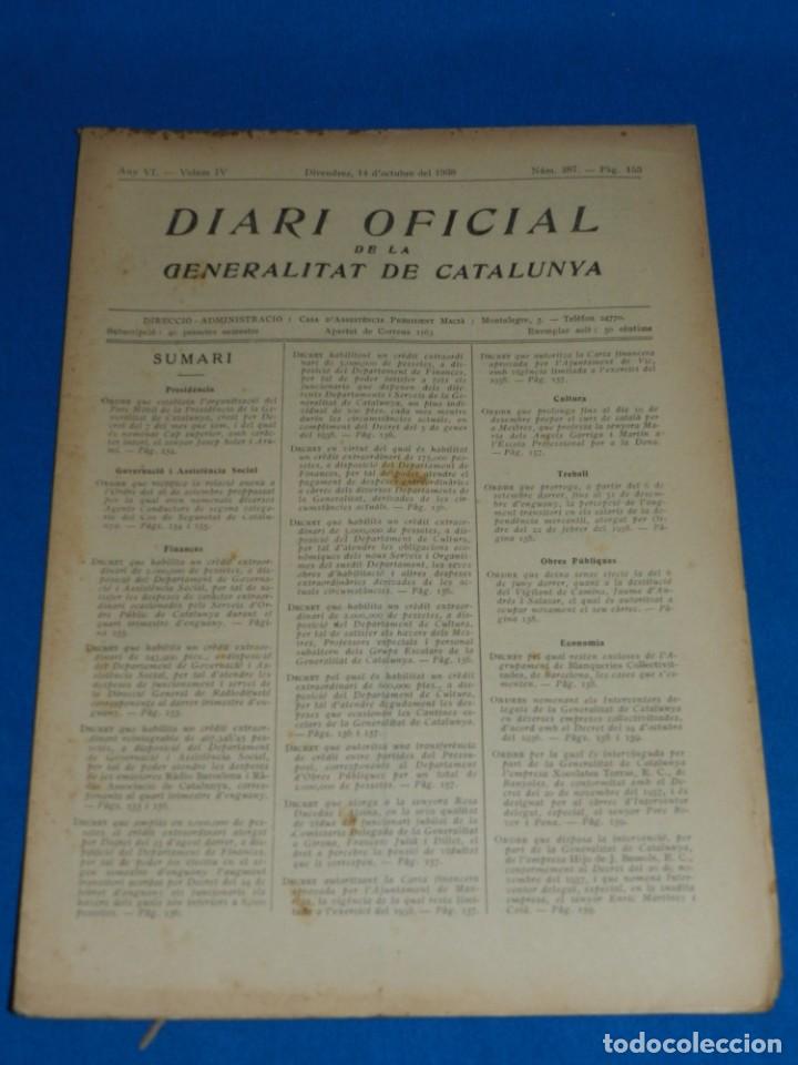 Militaria: (M) REVISTA - DIARI OFICIAL DE LA GENERALITAT DE CATALUNYA ANY IV VOL.IV BARCELONA 1938 N.294