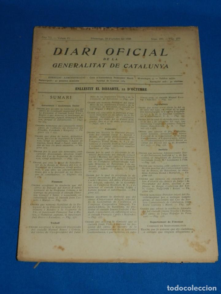 Militaria: (M) REVISTA - DIARI OFICIAL DE LA GENERALITAT DE CATALUNYA ANY IV VOL.IV BARCELONA 1938 N.297