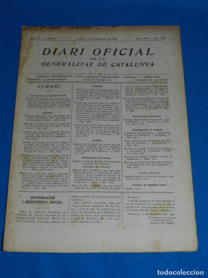 Militaria: (M) REVISTA - DIARI OFICIAL DE LA GENERALITAT DE CATALUNYA ANY IV VOL.IV BARCELONA 1938 N.353