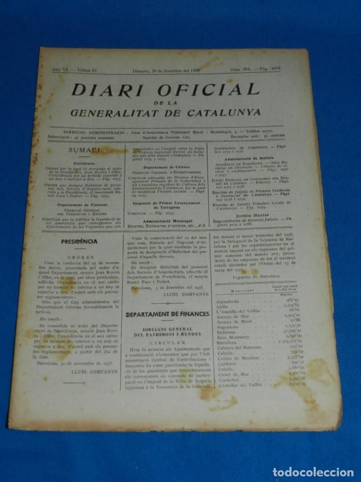 Militaria: (M) REVISTA - DIARI OFICIAL DE LA GENERALITAT DE CATALUNYA ANY IV VOL.IV BARCELONA 1938 N.354