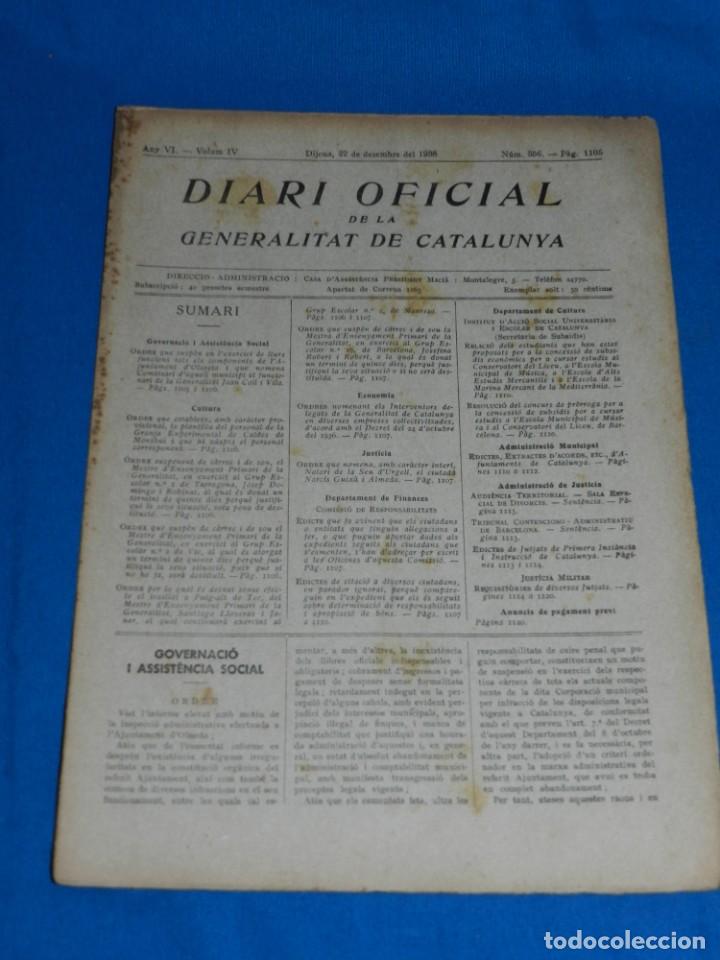 Militaria: (M) REVISTA - DIARI OFICIAL DE LA GENERALITAT DE CATALUNYA ANY IV VOL.IV BARCELONA 1938 N.356
