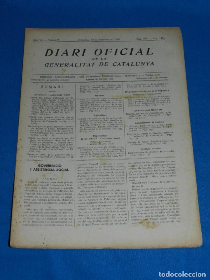 Militaria: (M) REVISTA - DIARI OFICIAL DE LA GENERALITAT DE CATALUNYA ANY IV VOL.IV BARCELONA 1938 N.357