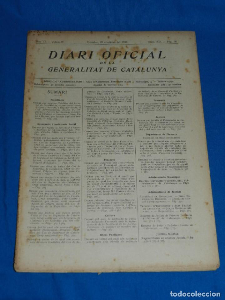 Military Antiques: (M) REVISTA - DIARI OFICIAL DE LA GENERALITAT DE CATALUNYA ANY IV VOL.IV BARCELONA 1938 N.302