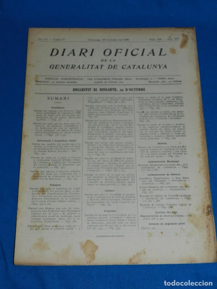 Military Antiques: (M) REVISTA - DIARI OFICIAL DE LA GENERALITAT DE CATALUNYA ANY IV VOL.IV BARCELONA 1938 N.303
