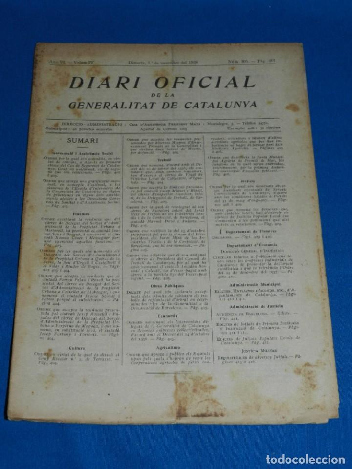 Military Antiques: (M) REVISTA - DIARI OFICIAL DE LA GENERALITAT DE CATALUNYA ANY IV VOL.IV BARCELONA 1938 N.305