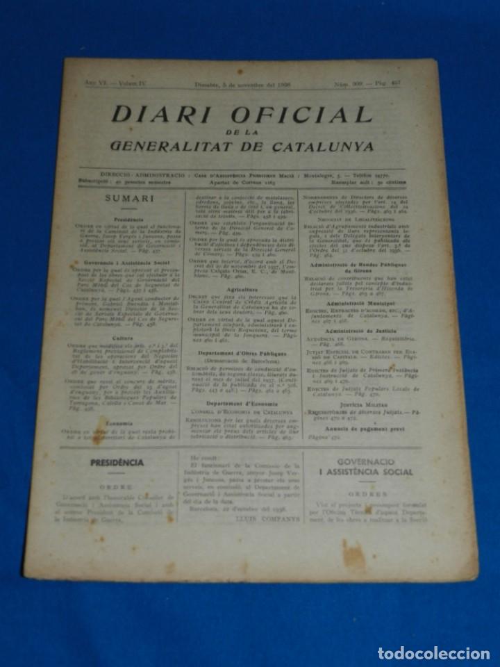 Military Antiques: (M) REVISTA - DIARI OFICIAL DE LA GENERALITAT DE CATALUNYA ANY IV VOL.IV BARCELONA 1938 N.309
