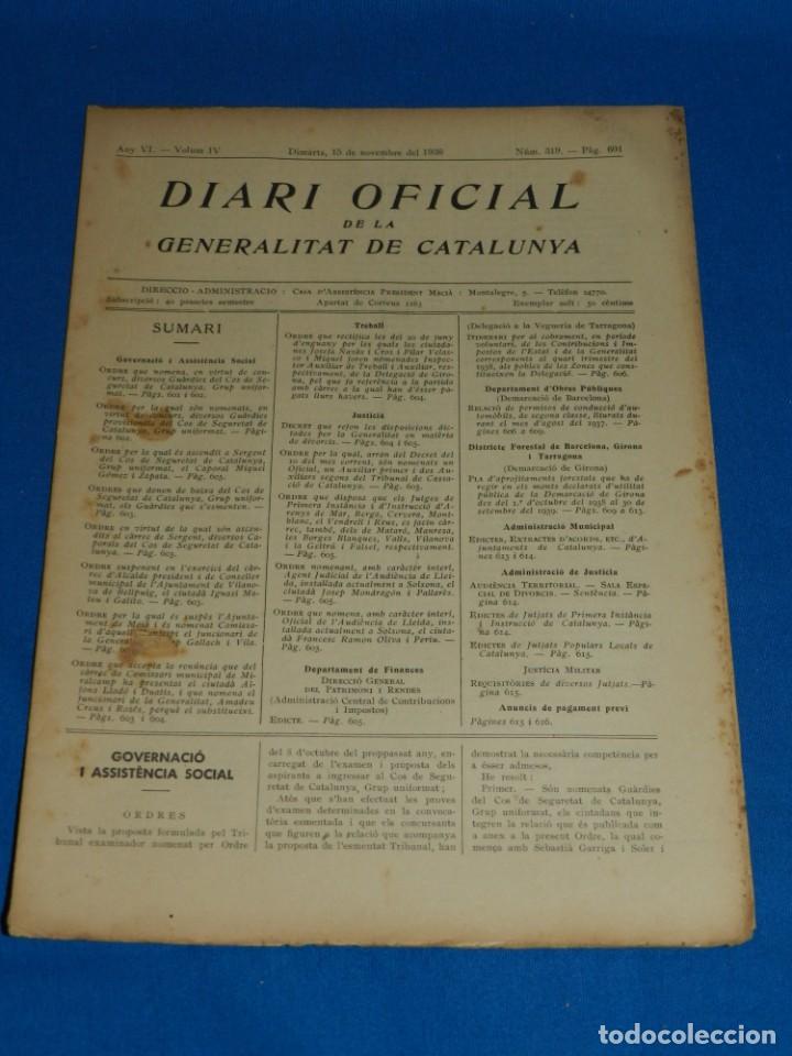 Military Antiques: (M) REVISTA - DIARI OFICIAL DE LA GENERALITAT DE CATALUNYA ANY IV VOL.IV BARCELONA 1938 N.319